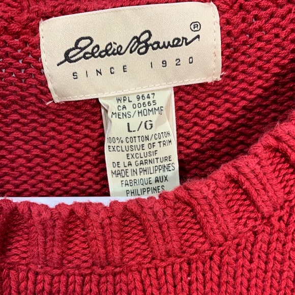 Vintage quality Eddie Bauer Red knit sweater Men L - Picture 2 of 3